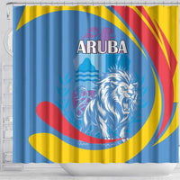 Aruba Lion Roaring Shower Curtain With Coat Of Arms