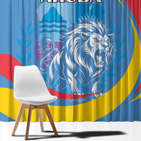 Aruba Lion Roaring Window Curtain With Coat Of Arms - Wonder Print Shop
