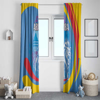 Aruba Lion Roaring Window Curtain With Coat Of Arms - Wonder Print Shop