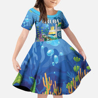 Aruba Sea Turtle Family Matching Mermaid Dress and Hawaiian Shirt Underwater Landscape - Wonder Print Shop