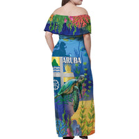 Aruba Sea Turtle Family Matching Off Shoulder Maxi Dress and Hawaiian Shirt Underwater Landscape - Wonder Print Shop