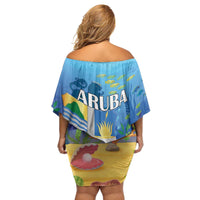 Aruba Sea Turtle Family Matching Off Shoulder Short Dress and Hawaiian Shirt Underwater Landscape - Wonder Print Shop