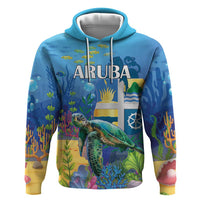 Aruba Sea Turtle Hoodie Underwater Landscape - Wonder Print Shop