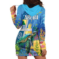 Aruba Sea Turtle Hoodie Dress Underwater Landscape - Wonder Print Shop