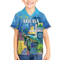 Aruba Sea Turtle Kid Hawaiian Shirt Underwater Landscape - Wonder Print Shop