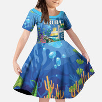 Aruba Sea Turtle Kid Short Sleeve Dress Underwater Landscape - Wonder Print Shop