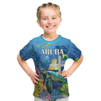 Aruba Sea Turtle Kid T Shirt Underwater Landscape - Wonder Print Shop