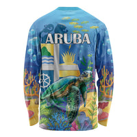 Aruba Sea Turtle Long Sleeve Shirt Underwater Landscape - Wonder Print Shop
