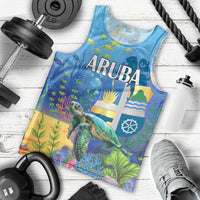 Aruba Sea Turtle Men Tank Top Underwater Landscape - Wonder Print Shop