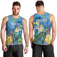 Aruba Sea Turtle Men Tank Top Underwater Landscape - Wonder Print Shop