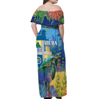 Aruba Sea Turtle Off Shoulder Maxi Dress Underwater Landscape - Wonder Print Shop