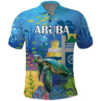 Aruba Sea Turtle Polo Shirt Underwater Landscape - Wonder Print Shop