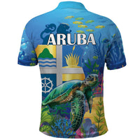 Aruba Sea Turtle Polo Shirt Underwater Landscape - Wonder Print Shop