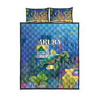 Aruba Sea Turtle Quilt Bed Set Underwater Landscape - Wonder Print Shop