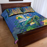 Aruba Sea Turtle Quilt Bed Set Underwater Landscape - Wonder Print Shop