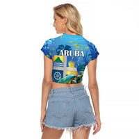 Aruba Sea Turtle Raglan Cropped T Shirt Underwater Landscape - Wonder Print Shop