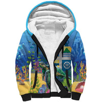 Aruba Sea Turtle Sherpa Hoodie Underwater Landscape - Wonder Print Shop