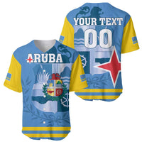 Custom Aruba Coat Of Arms Baseball Jersey With Flag Style - Wonder Print Shop
