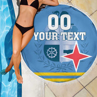 Custom Aruba Coat Of Arms Beach Blanket With Flag Style - Wonder Print Shop