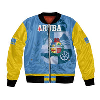 Custom Aruba Coat Of Arms Bomber Jacket With Flag Style - Wonder Print Shop