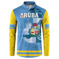 Custom Aruba Coat Of Arms Button Sweatshirt With Flag Style - Wonder Print Shop