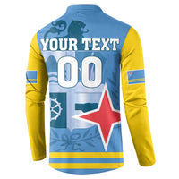 Custom Aruba Coat Of Arms Button Sweatshirt With Flag Style - Wonder Print Shop