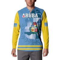 Custom Aruba Coat Of Arms Button Sweatshirt With Flag Style - Wonder Print Shop