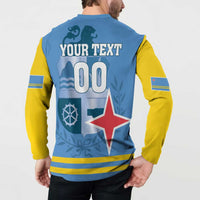 Custom Aruba Coat Of Arms Button Sweatshirt With Flag Style - Wonder Print Shop