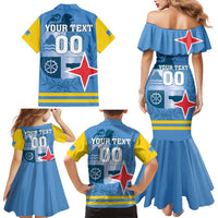Custom Aruba Coat Of Arms Family Matching Mermaid Dress and Hawaiian Shirt With Flag Style - Wonder Print Shop