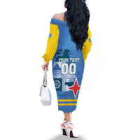 Custom Aruba Coat Of Arms Family Matching Off The Shoulder Long Sleeve Dress and Hawaiian Shirt With Flag Style - Wonder Print Shop