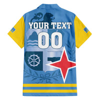 Custom Aruba Coat Of Arms Family Matching Off Shoulder Short Dress and Hawaiian Shirt With Flag Style - Wonder Print Shop