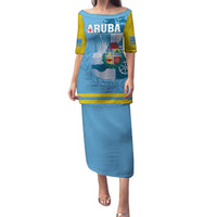 Custom Aruba Coat Of Arms Family Matching Puletasi and Hawaiian Shirt With Flag Style - Wonder Print Shop