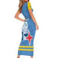 Custom Aruba Coat Of Arms Family Matching Short Sleeve Bodycon Dress and Hawaiian Shirt With Flag Style - Wonder Print Shop