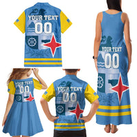 Custom Aruba Coat Of Arms Family Matching Tank Maxi Dress and Hawaiian Shirt With Flag Style - Wonder Print Shop