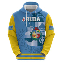Custom Aruba Coat Of Arms Hoodie With Flag Style - Wonder Print Shop