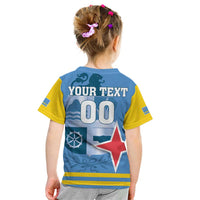 Custom Aruba Coat Of Arms Kid T Shirt With Flag Style - Wonder Print Shop