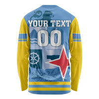 Custom Aruba Coat Of Arms Long Sleeve Shirt With Flag Style - Wonder Print Shop