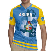 Custom Aruba Coat Of Arms Rugby Jersey With Flag Style - Wonder Print Shop