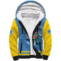 Custom Aruba Coat Of Arms Sherpa Hoodie With Flag Style - Wonder Print Shop