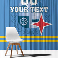 Custom Aruba Coat Of Arms Window Curtain With Flag Style - Wonder Print Shop