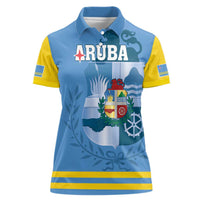Custom Aruba Coat Of Arms Women Polo Shirt With Flag Style - Wonder Print Shop