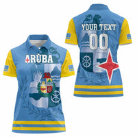 Custom Aruba Coat Of Arms Women Polo Shirt With Flag Style - Wonder Print Shop
