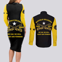 Personalized Buffalo Soldier Couples Matching Long Sleeve Bodycon Dress and Long Sleeve Button Shirt We Can We Will Ready And Forward - Wonder Print Shop