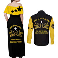 Personalized Buffalo Soldier Couples Matching Off Shoulder Maxi Dress and Long Sleeve Button Shirt We Can We Will Ready And Forward - Wonder Print Shop