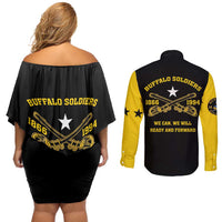 Personalized Buffalo Soldier Couples Matching Off Shoulder Short Dress and Long Sleeve Button Shirt We Can We Will Ready And Forward - Wonder Print Shop