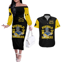 Personalized Buffalo Soldier Couples Matching Off The Shoulder Long Sleeve Dress and Hawaiian Shirt We Can We Will Ready And Forward - Wonder Print Shop
