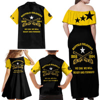 Personalized Buffalo Soldier Family Matching Off Shoulder Maxi Dress and Hawaiian Shirt We Can We Will Ready And Forward - Wonder Print Shop