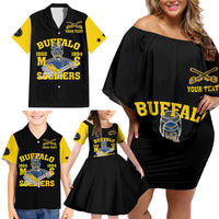 Personalized Buffalo Soldier Family Matching Off Shoulder Short Dress and Hawaiian Shirt We Can We Will Ready And Forward - Wonder Print Shop