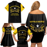 Personalized Buffalo Soldier Family Matching Off Shoulder Short Dress and Hawaiian Shirt We Can We Will Ready And Forward - Wonder Print Shop