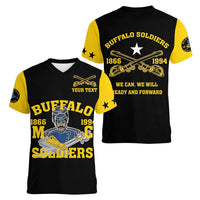 Personalized Buffalo Soldier Women V-Neck T-Shirt We Can We Will Ready And Forward - Wonder Print Shop